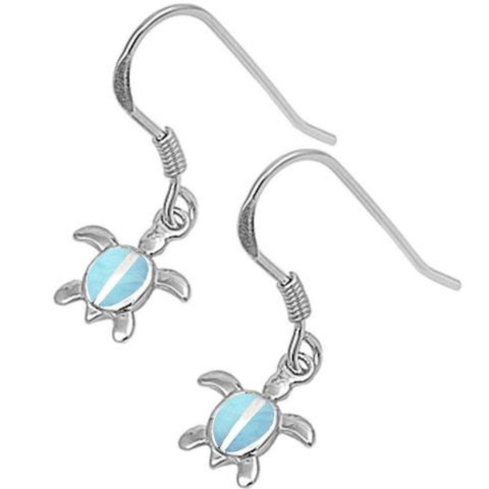 natural larimar turtle earrings